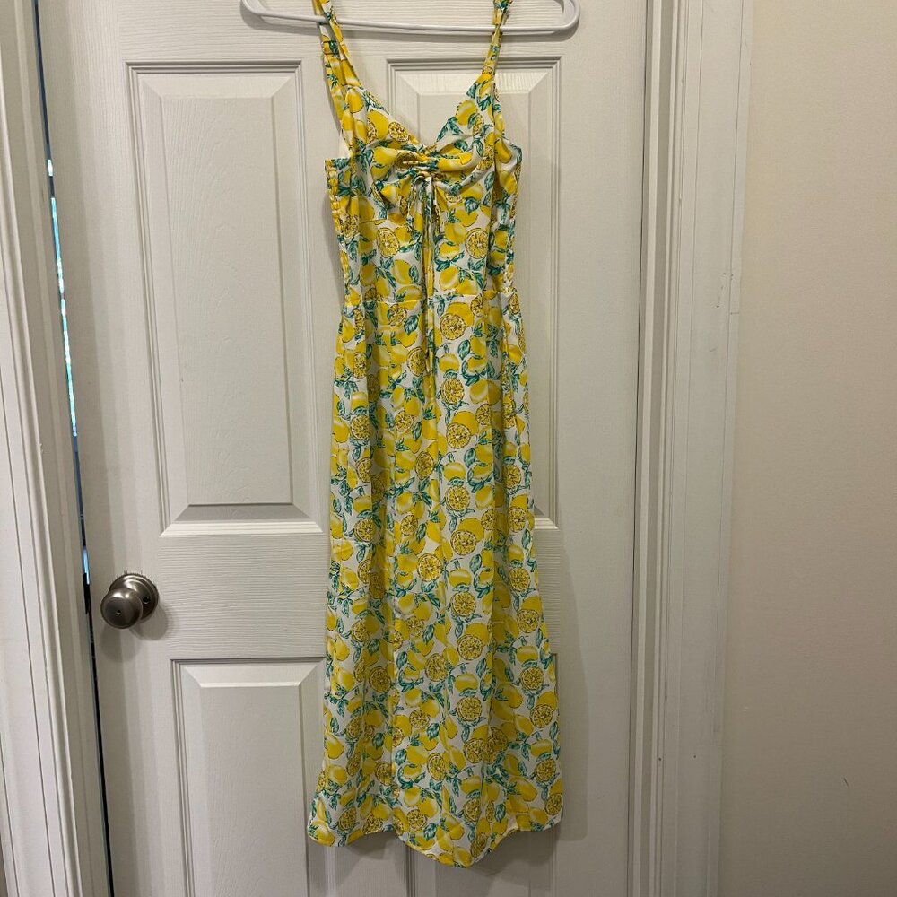 *LEMON Midi Dress w/ POCKETS*|| XS || Adjustable Straps || Fully Lined || EUC - Picture 3 of 14